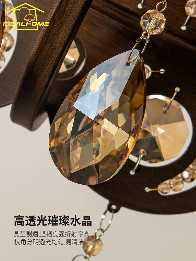 Afralia™ Iron Art Crystal Candle Chandelier LED Lighting for Living Room Bedroom Bar