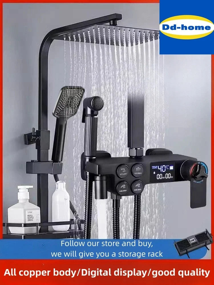 Afralia™ Smart Electric Sunflow Rainfall Showerheads System Kit for Bathroom