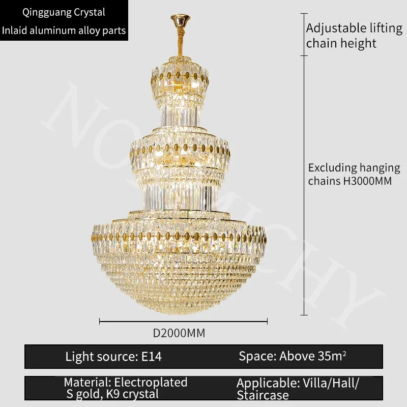 Afralia™ Crystal Hanging Lighting European Light Luxury Living Room Decor Luxury Hotel Lobby