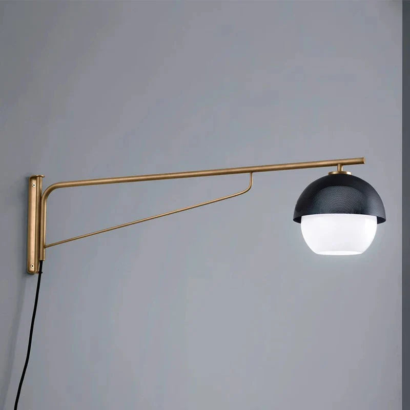 Afralia™ Black Metal Arm Glass Ball Designer Wall Lamp Luxury Fixture