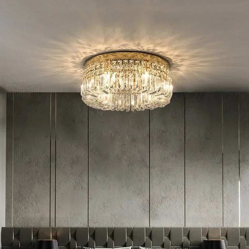 Afralia™ Crystal LED Ceiling Light Chandelier for Bedroom, Modern Round Indoor Lighting
