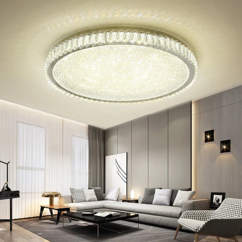 Afralia™ Modern Round LED Crystal Ceiling Light for Home Decor Lighting