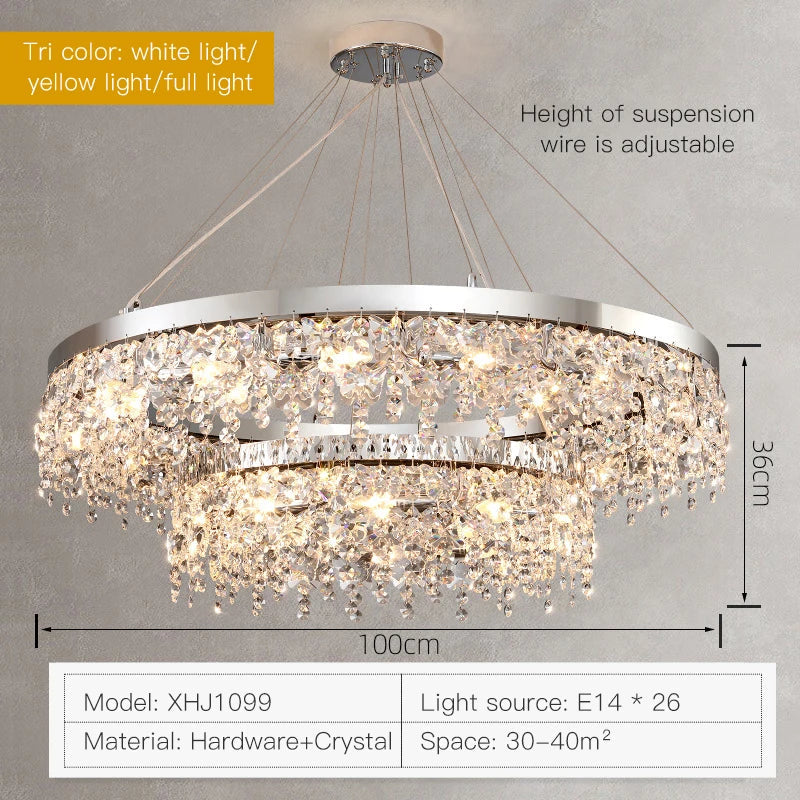 Afralia™ Crystal LED Chandelier: Modern Luxury Lighting for Living Room, Bedroom, and Restaurant