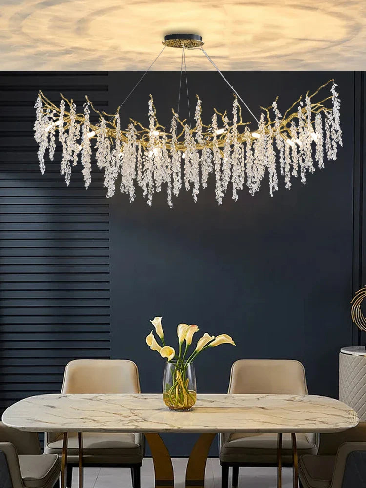 Afralia™ Luxe Glass Pendant Light for Living Room, Restaurant, Villa - Elegant, Romantic, Crystal French Style