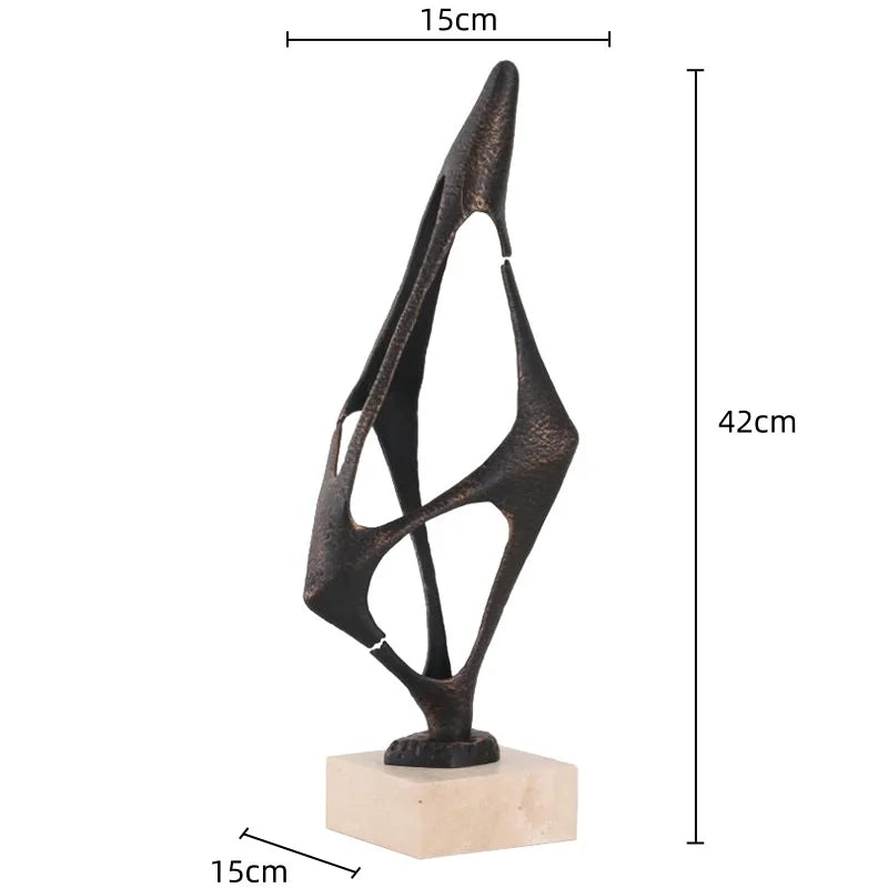 Afralia™ Geometric Abstract Face Metal Statue Figurine Home Decoration