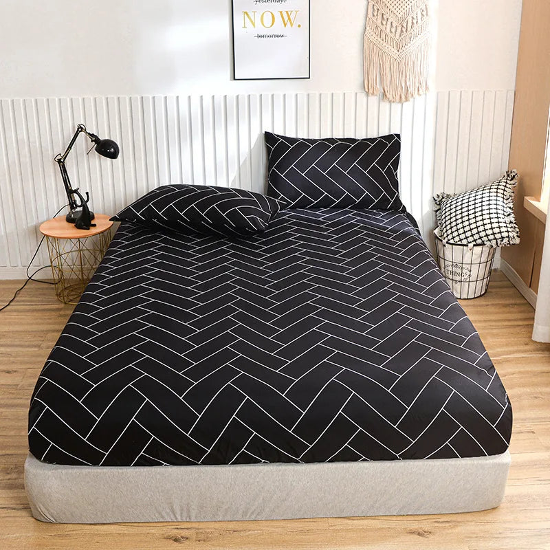Afralia™ Ceramic Patterned Bedsheets Set with Bedspread & Pillowcases