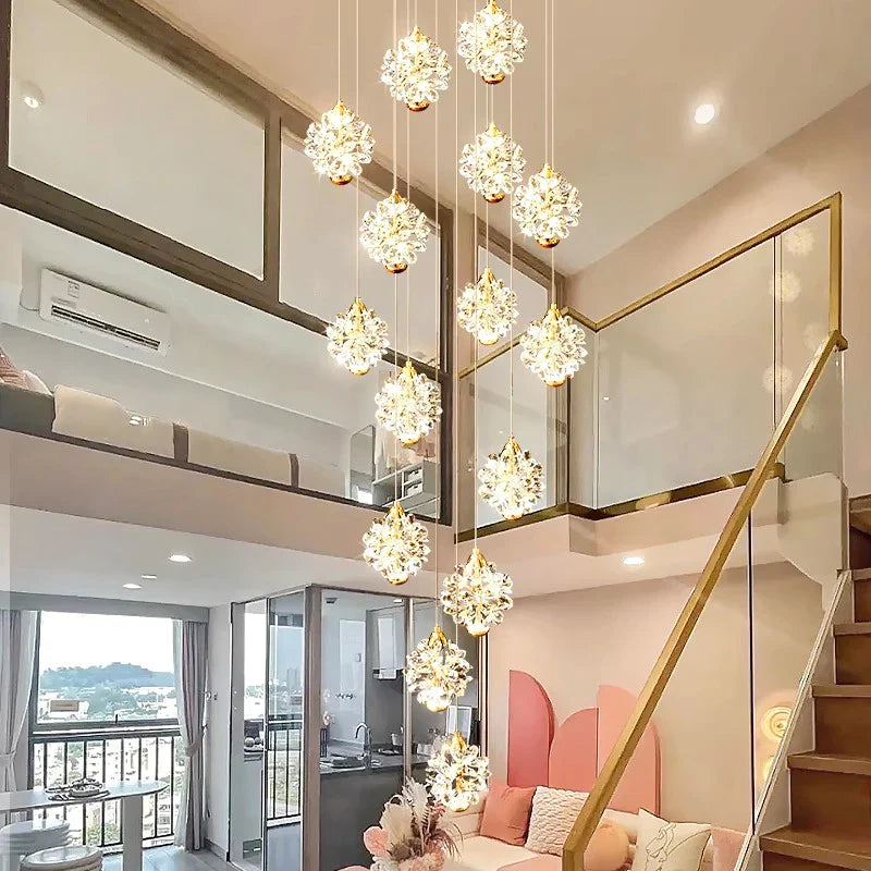 Afralia™ Modern Stair Chandelier Pendant Lights Indoor Ceiling Lamp LED Chandeliers for Living Room