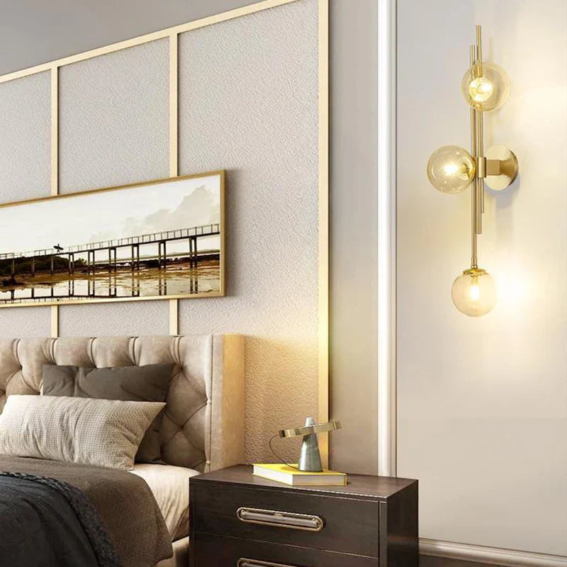 Afralia™ Green White Glass Ball Wall Lamps Nordic Home Decor Bedside Sconce Gold Light Fixtures