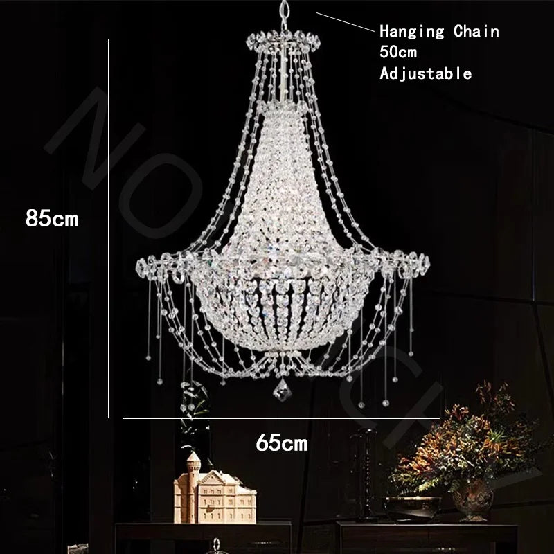 Afralia™ French Crystal Chandelier Staircase Villa LED Lustre - Luxury Designer Lighting Fixtures
