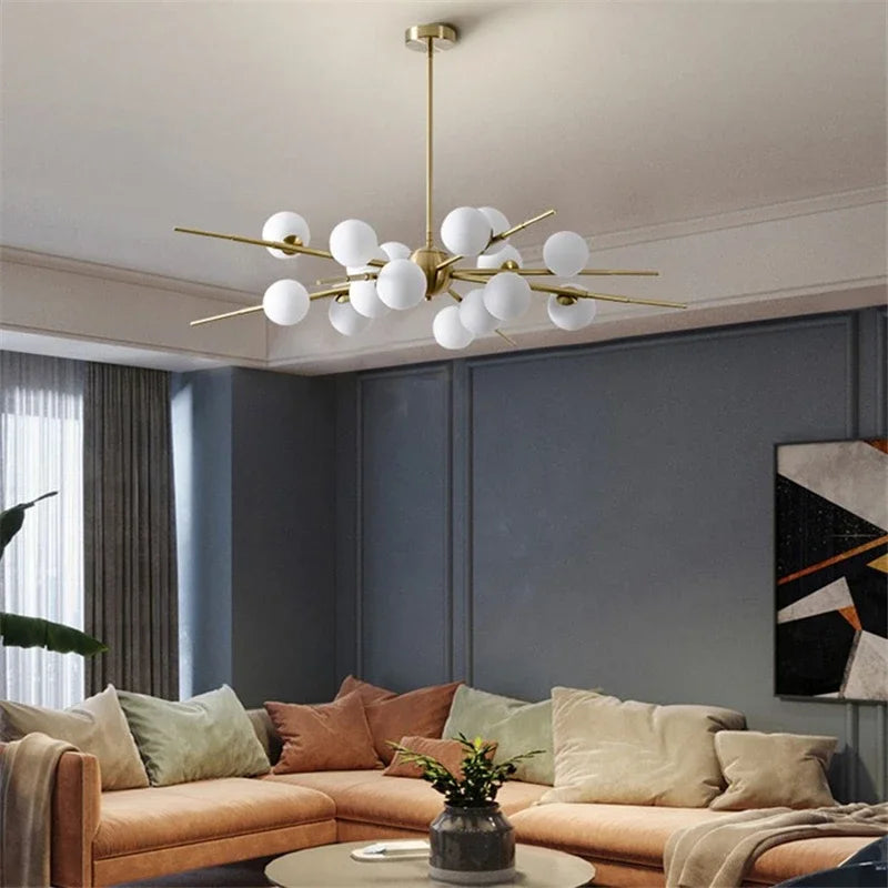 Afralia™ LED Glass Ball Pendant Light: Modern Nordic Chandelier for Living Room, Dining Room, and Cafe