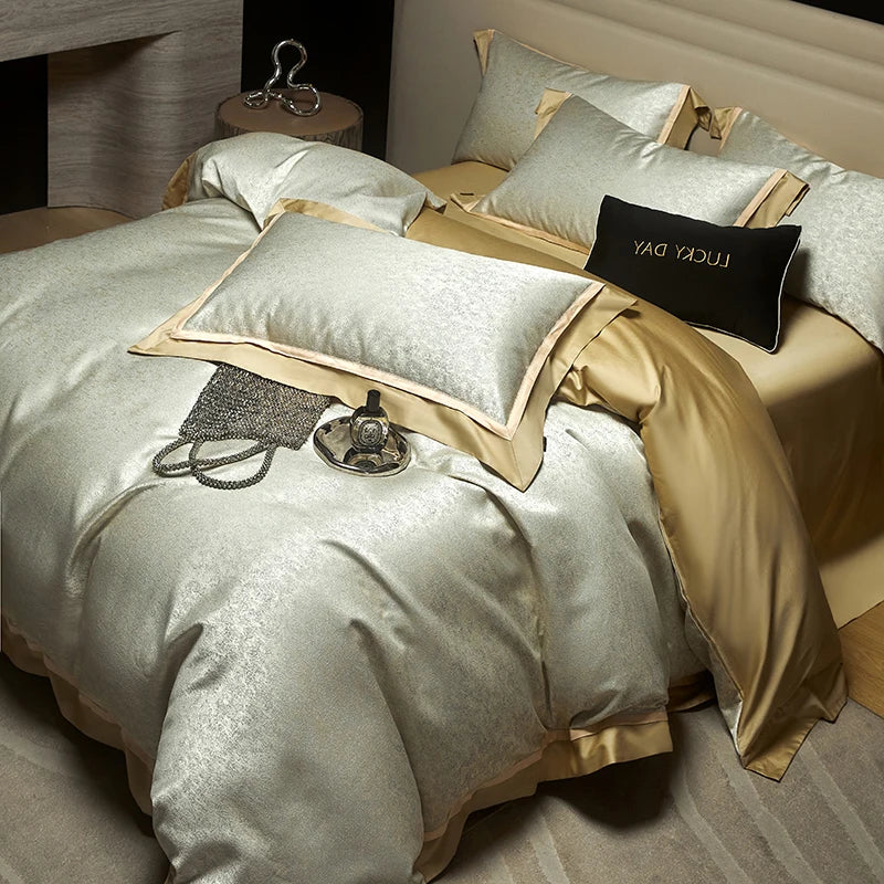 Afralia™ Luxury Yarn-dyed Jacquard Bedding Set: Duvet, Sheet, Pillowcases
