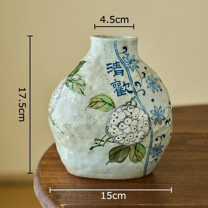 Afralia™ Ceramic Vase with Artificial Flowers - Room Aesthetic Decor
