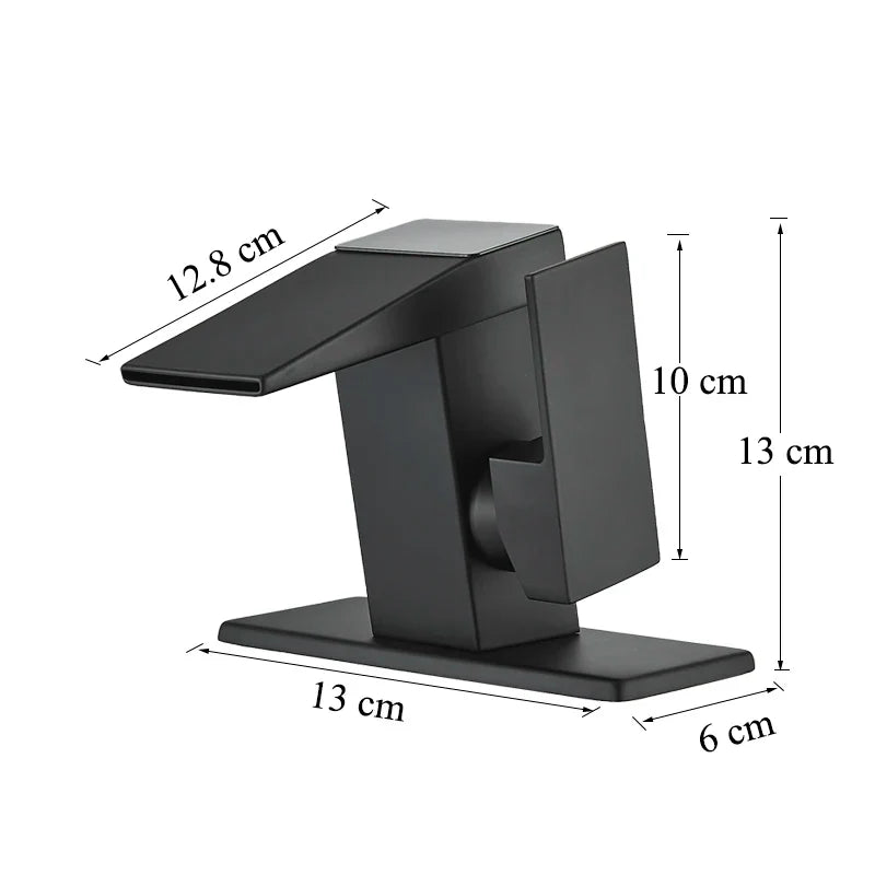 Afralia™ LED Waterfall Basin Faucet Hot Cold Mixer Tap for Bathroom Deck Installation