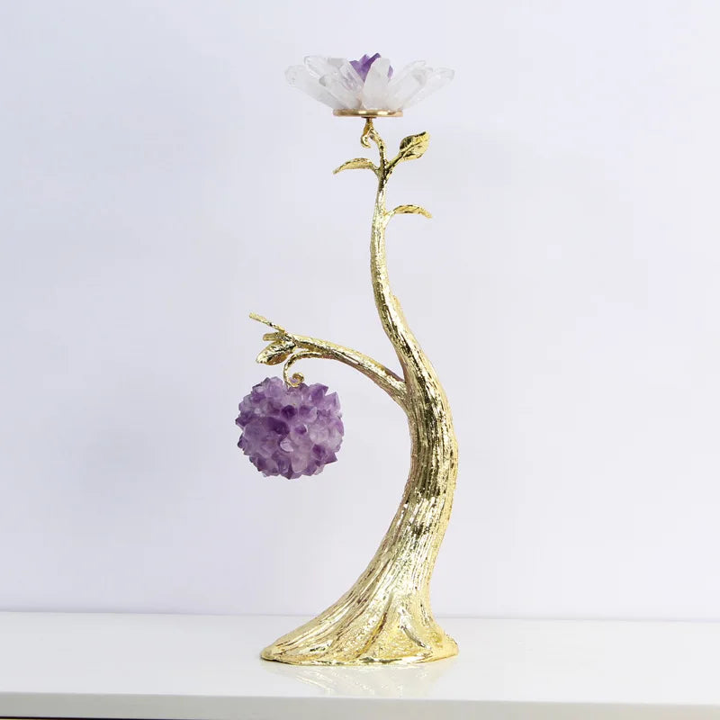 Afralia™ Metallic Crystal Tree Ornament on Marble Base for Home Decoration