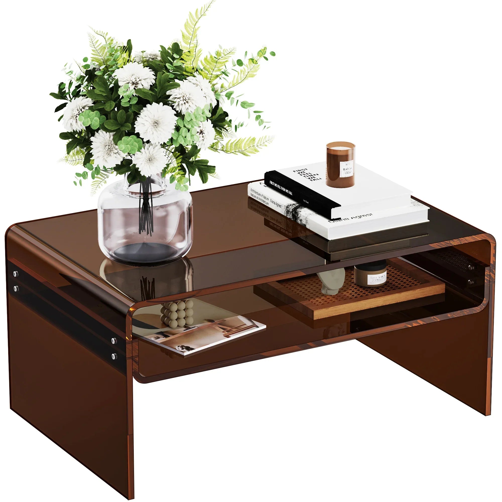 Afralia™ Transparent Acrylic Coffee Table, Creative Long Tea Table, Living Room Sofa Side Table