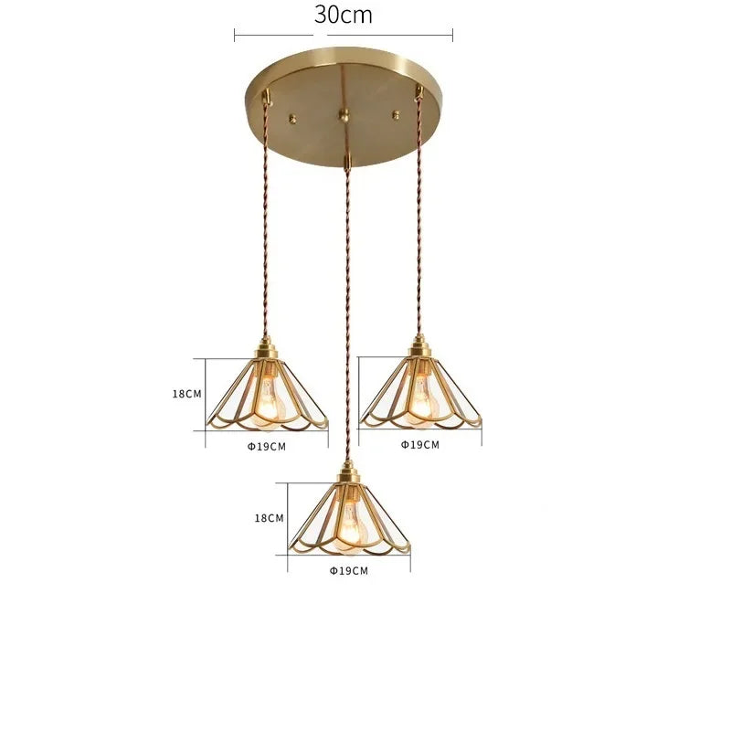 Vintage Pendant Lamp for Bedroom Bar Cafe Glass Copper LED Pendant Lights by Afralia™