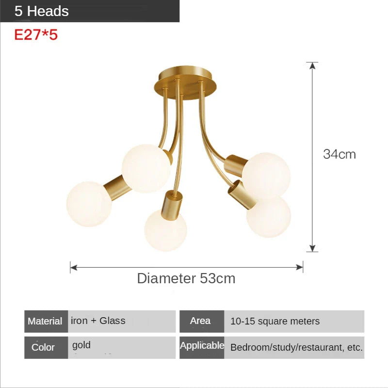 Afralia™ Postmodern Glass Ball Ceiling Lamp Luxury Nordic Interior Dining Room Lighting