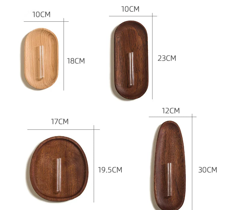 Afralia™ Wooden Wall-Mounted Flower Vase | Geometric Walnut Hydroponic Decor