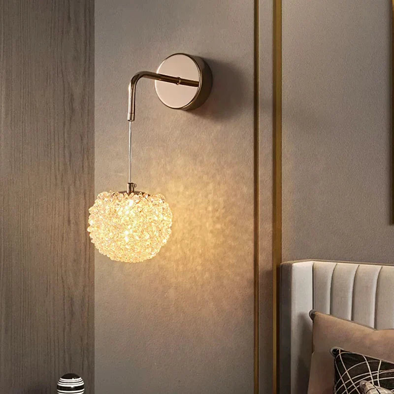 Afralia™ Crystal Wall Sconce | Modern Designer Copper Wall Lamp for Home Decor Lighting