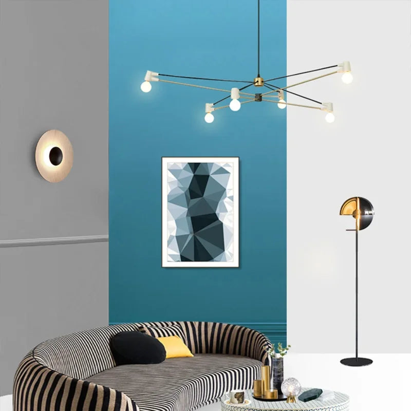 Afralia™ Geometric Lines Chandelier: Modern Nordic Indoor Lighting for Living Room and Bedroom