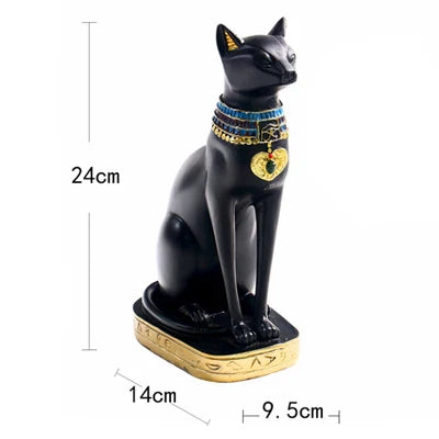 Afralia™ Resin Egyptian Cat Bestet Goddess Figurine Sculpture for Home Office Decor