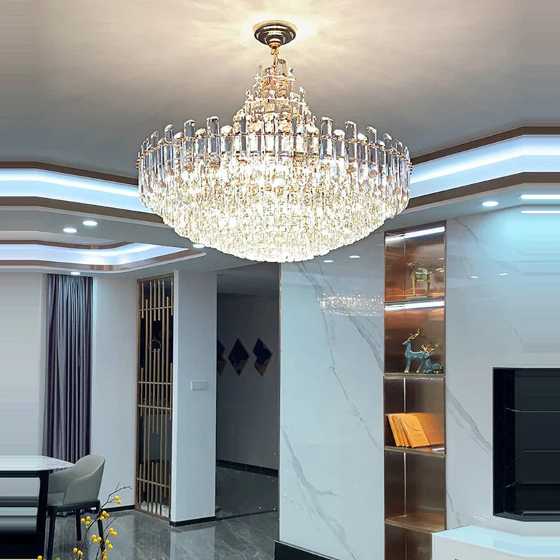 Afralia™ Modern Luxury Crystal Chandelier for Duplex Living Room, Dinning Decor Suspended Light