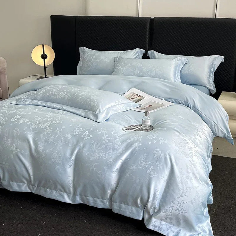 Afralia™ Silk Jacquard Bedding Sets - Luxury Comforter Cover for Double Bed