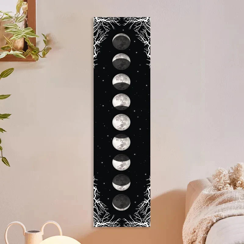 Afralia™ Moon Phase Tapestry: Black & White Sky Wall Hanging & Bohemian Home Decor