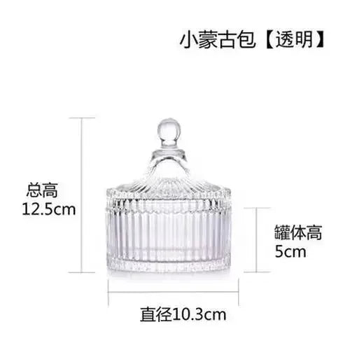 Afralia™ Green Striped Glass Jar with Lid, Small Objects Jewelry Storage Jar