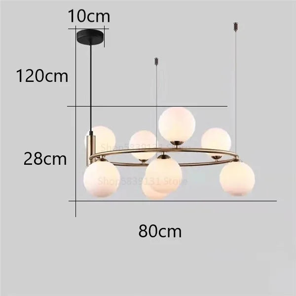 Afralia™ Glass Ball Pendant Light Chandelier, Height Adjustable Metal G9 Bulb Lamp