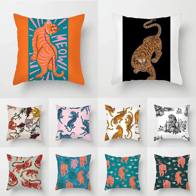 Tiger Autumn Farmhouse Pillowcase for Sofa Bed Cushions Cover by Afralia™