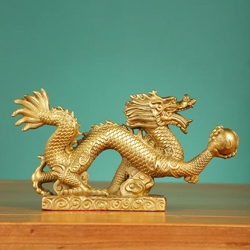 Afralia™ Dragon Phoenix Zodiac Ornaments Pure Copper Decor Mascot Home Accessories