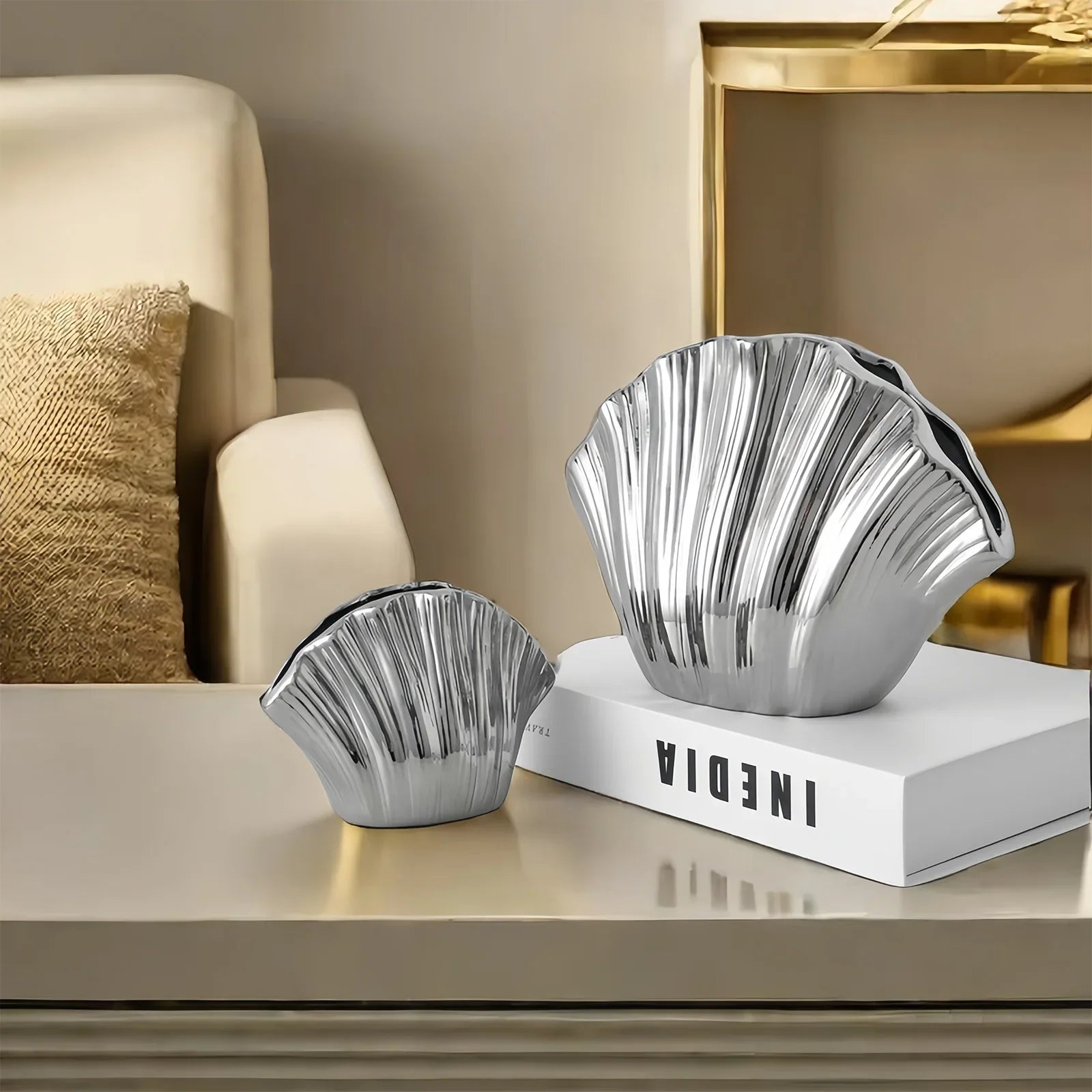 Afralia™ Gradient Shell Ceramic Vase | Colorful Flowerpot Home Decor & Accessories