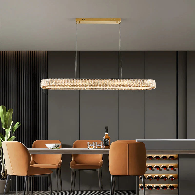 Afralia™ Gold LED Crystal Chandelier for Home Living Dining Room Lighting