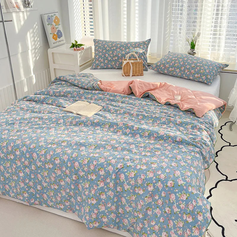 Afralia™ Double Gauze Rabbit Print Quilt: Soft, Breathable, Washable, Light Comforter
