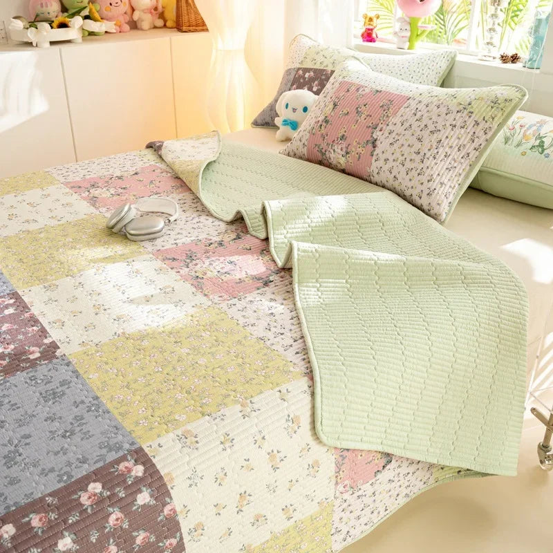 Afralia™ Cartoon Print Foldable Bed Cover Set | Cotton Quilted Cushion Mat