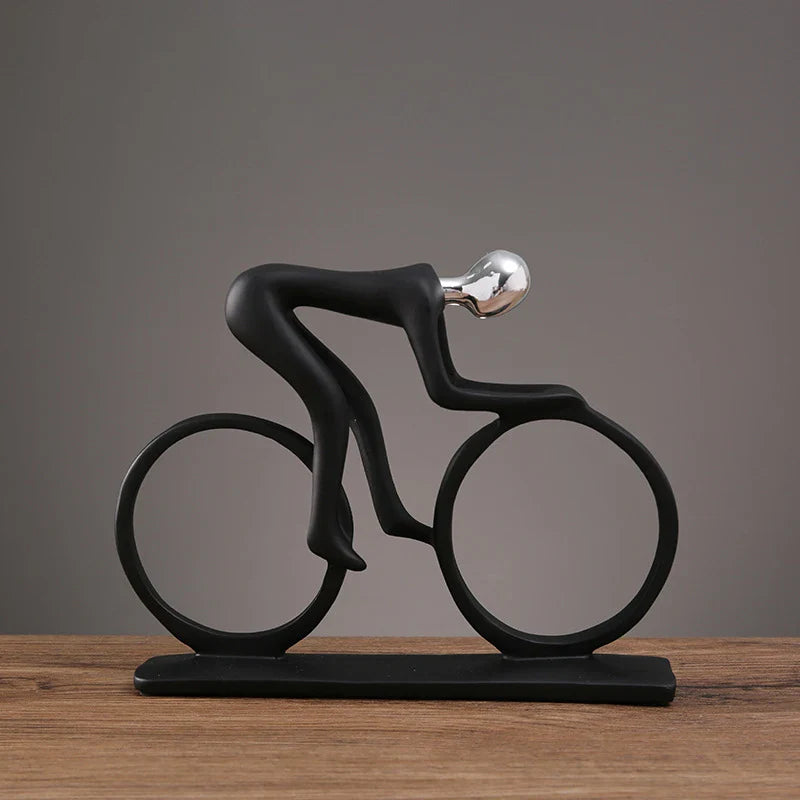 Afralia™ Abstract Resin Cyclist Statue Bike Rider Figurine for Office Living Room