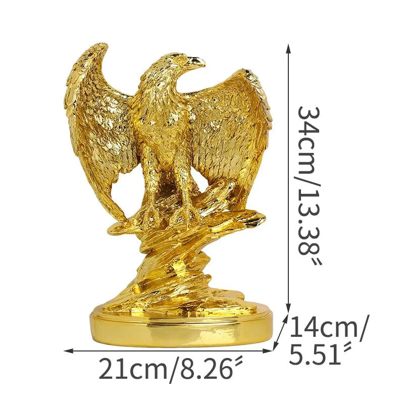 Afralia™ Golden Eagle Wings Spread Resin Statue Home & Office Decor Art Craft