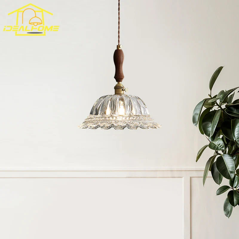 Afralia™ French Ins Walnut Brass Glass Pendant Lights LED E27 for Kitchen Island Restaurant