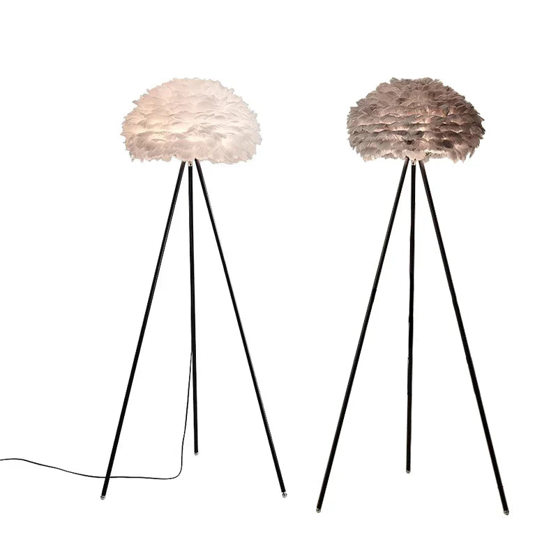 Afralia™ Nordic Feather Three-legged Floor Lamp for Living Room and Bedside Decor