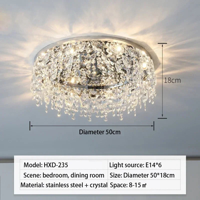 Afralia™ Crystal LED Ceiling Chandelier for Living, Bedroom, Kitchen, Dining Room