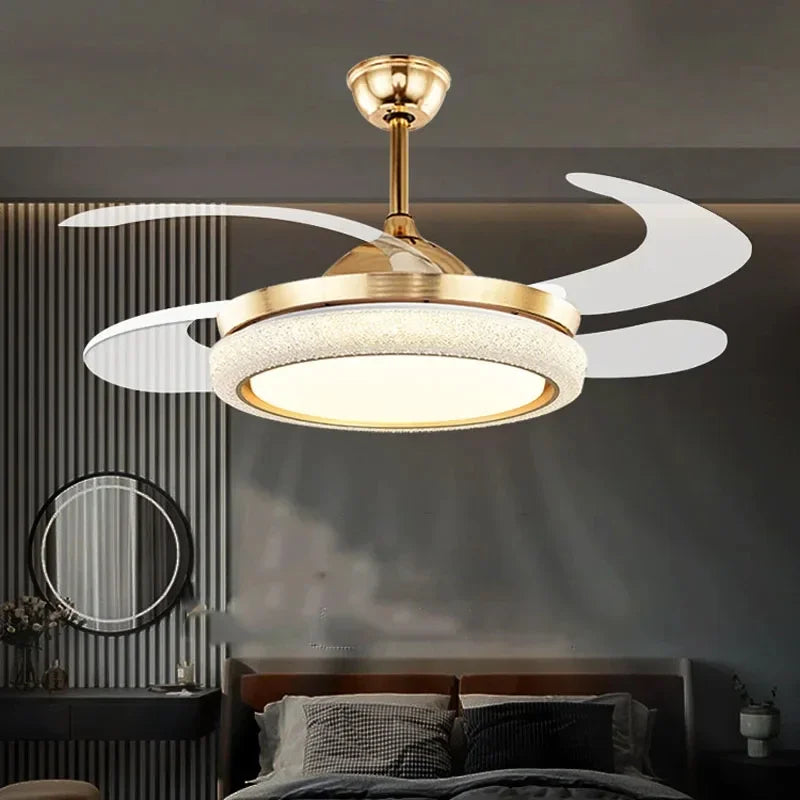 Afralia™ 42" Invisible Ceiling Fan Light Remote Control LED Retractable Blades.