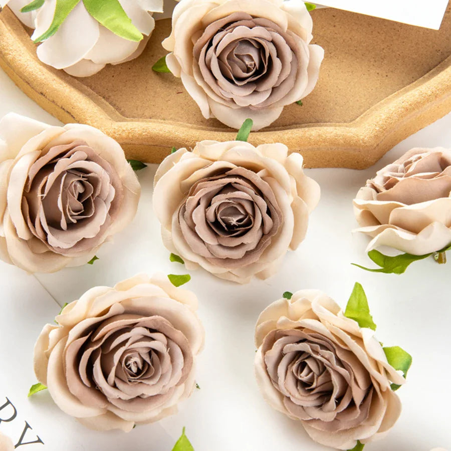 Afralia™ Red Rose Silk Flowers 100Pcs 7Cm Wedding Party Decor Wreaths Bouquets