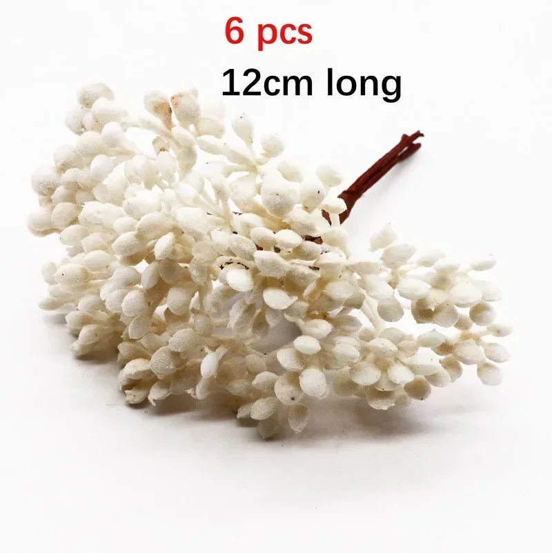 Afralia™ White Hybrid Flower Cherry Stamen Berries Bundle for DIY Cake Wedding Decor