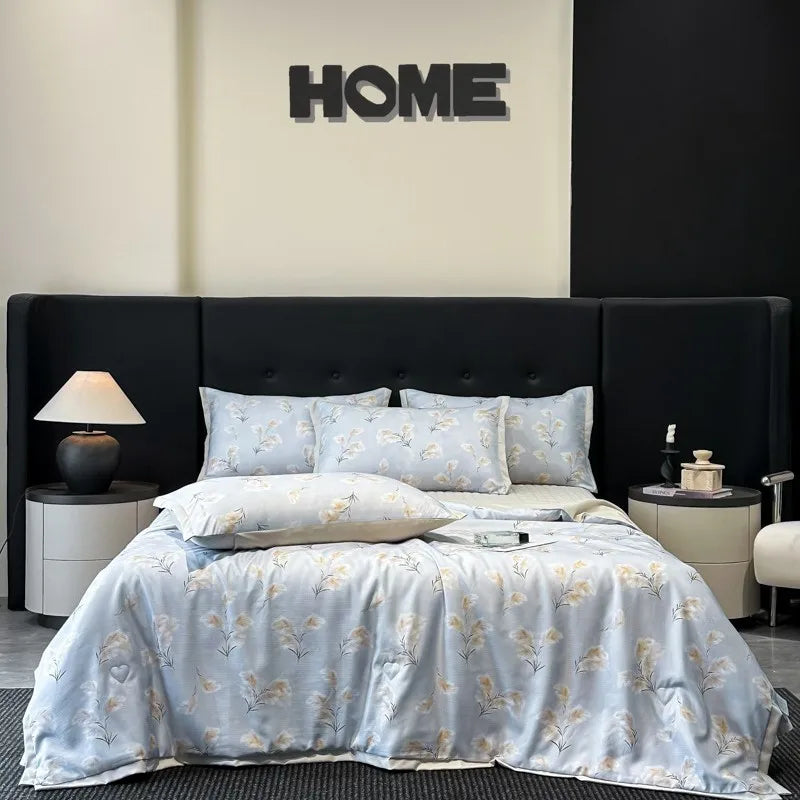 Afralia™ Cool Silk Summer Quilt Set with Sheets & Pillowcases