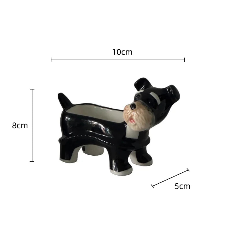 Afralia™ Cartoon Puppy Schnauzer Ceramic Storage Tray Home Decoration
