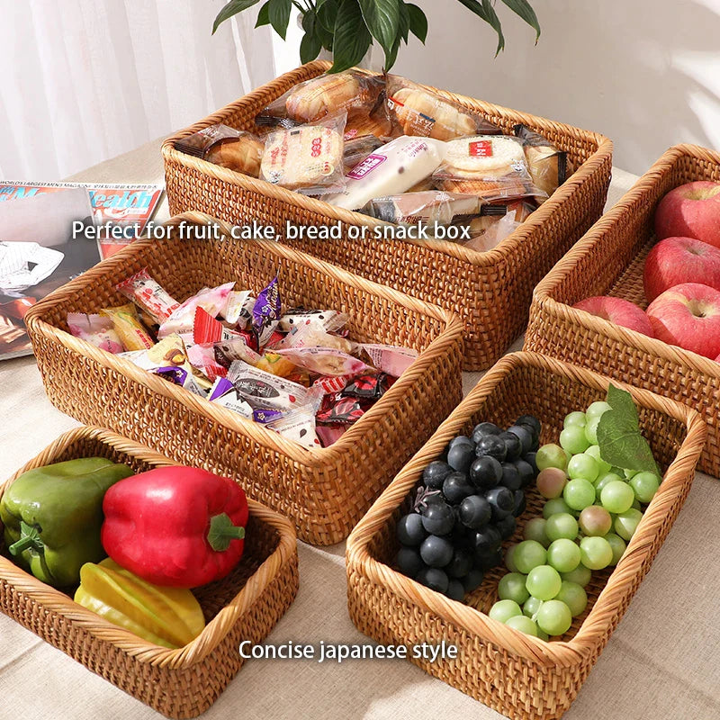 Afralia™ Rattan Storage Box: Wicker Container for Kitchen, Makeup, Clothes, Desk Organizers