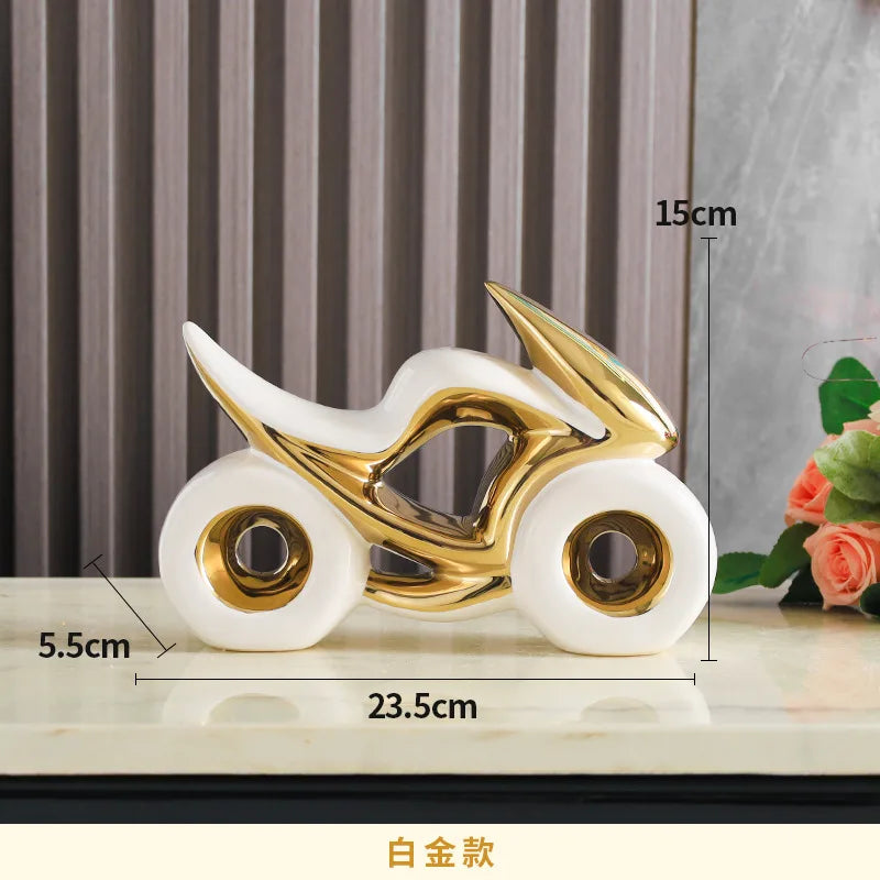 Afralia™ Ceramic Motorcycle Light Decoration for Living Room, Porch, Dining Side