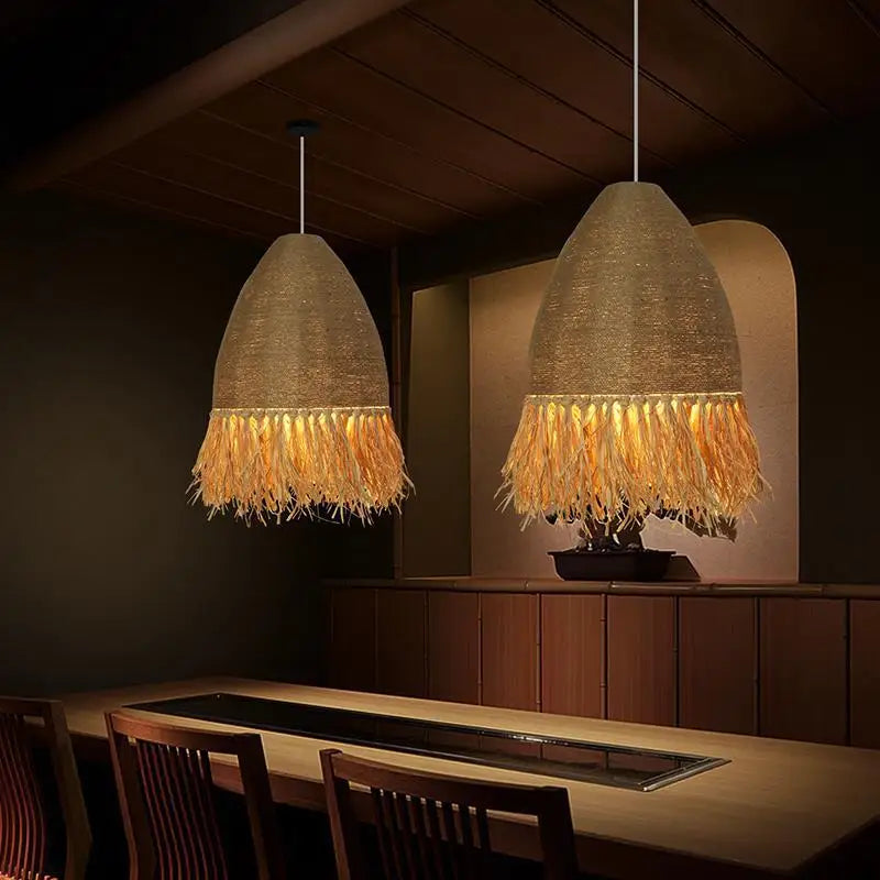 Afralia™ Handmade Rattan Pendant Light for Living Room, Bedroom - Japanese Style
