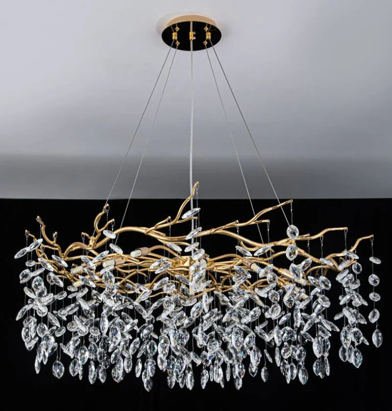 Afralia™ Golden Branch Led Ceiling Chandelier Modern Living Room Pendant Lights